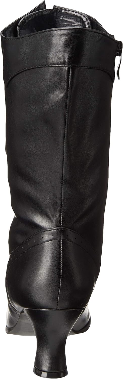  | Ellie Shoes Women's 253 Amelia Victorian Boot, Black Polyurethane | Mid-Calf