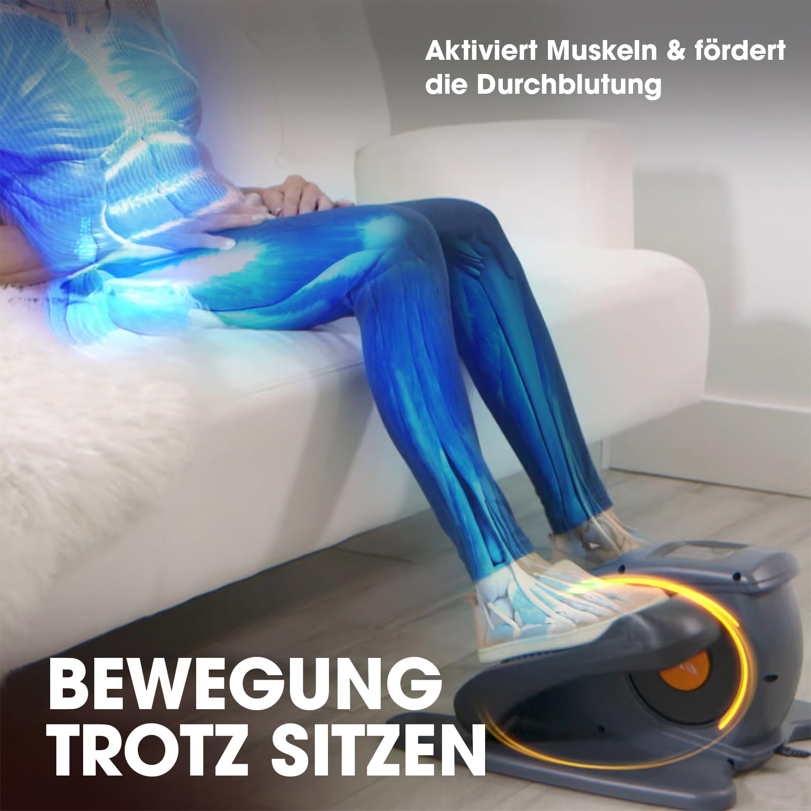 Vibro Legs Elliptical - motorisierter Heimtrainer & Beintrainer für Zuhause - Pedaltrainer für Bewegung im Sitzen - fördert Durchblutung & Fitness - leises Trainingsgerät - Ellipsentrainer elektrisch 3