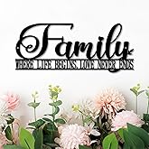 ShowM Metal Family Sign, Hanging Word Sign - Ideal Gift for Living Room, Bedroom, Housewarming (12 Inch)