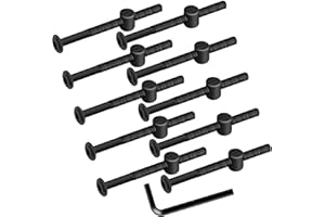 MewuDecor M8 x 90mm Black Flat Head Socket Head Screw Furniture Bolts and Barrel Nuts, with Allen Wrench Perfect for Furniture, 10 Sets
