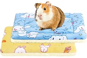 CHICAUP 2 Pcs Guinea Pig Bed, Washable Rabbit Bunny Bed Mat Soft Small Animal Winter Bed Pads Sleeping Pads for Rat Chinchilla Hedgehog Hamster Squirrel Ferret (13×10 Inch)