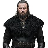 TobWeaL Men's Viking Fur Shawl - Faux Fur Shoulder Wrap Warrior Costume for Medieval LARP Cosplay