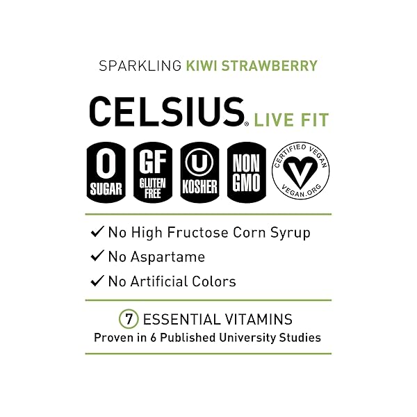 CELSIUS SPARKLING KIWI STRAWBERRY, FUNCTIONAL ESSENTIAL ENERGY DRINK 12 FL OZ (PACK OF 12)