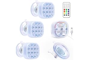 Homly Rechargeable LED Pool Lights for Inground Pool, Above Ground Pool Lights Waterproof Pool Underwater Lights Submersible Led Lights with 16 Colors, Remote, Huge Suction Cup, Magnetic, 4-Pack