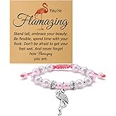 Flamingo Beads Bracelets for Women Inspirational Gift for Women Flamingo Lover Daughter Friend Bird Themed Beaded Bracelets with Card Animal Lovers Christmas Valentines Birthday Stretch Jewelry
