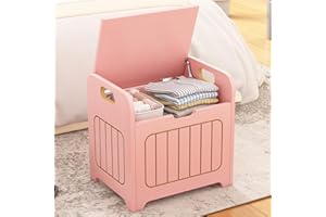 Aenuert Storage Chests & Trunks Pink Storage Chests, Small Cube Storage Box Organizer,Wooden Storage Bin With Handle For Store Books Clothes,Small Square Nightstand For Entryway,Bedroom