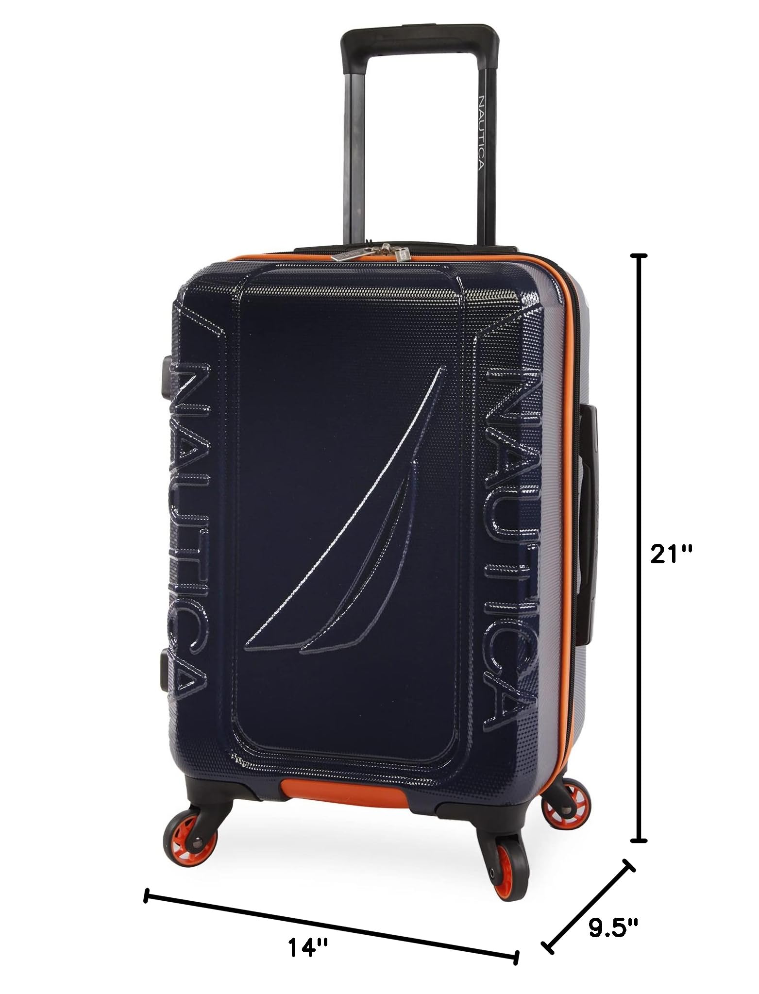 Nautica Birch Hardside Spinner Luggage, Navy/Orange, Carry-On 21-Inch