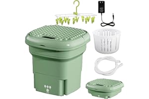 RUDILY Portable washing Machine,Foldable Mini Washing Machine, Small Washer for Baby Clothes, Underwear or Small Items, Apartment, Dorm, Camping, RV Travel laundry- Gift Choice (Green)