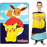 Franco Kids Bedding Super Soft Plush Micro Raschel Blanket, 62 in x 90 in, Pokemon - Design may vary
