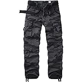 KOCTHOMY Men's Cargo Pants Cotton Work Pants for Men Relaxed Fit Multi-Pocket Camo Pants for Outdoor,Casual Wear