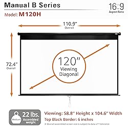 Elite Screens Manual B Series, 120-INCH Pull Down