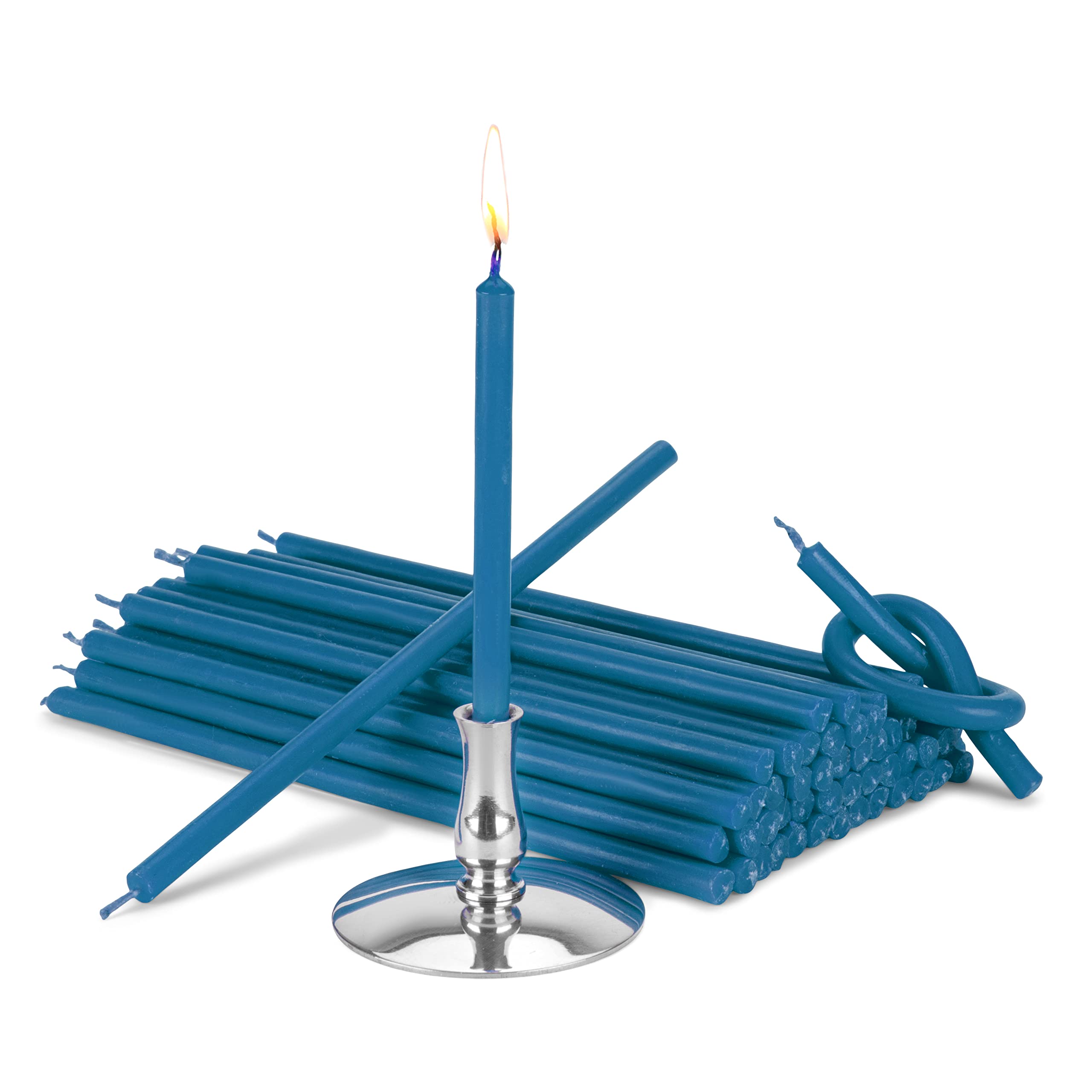 NKlaus - Candleholder with 200g Altar Candles Light Blue dripfree L 16cm Paraffin Wax 40016