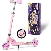 Nattork Scooter for Kids Ages 3-8 – Kick Kids Scooters for Girls & Boys Light up Wheels Portable Lightweight Folding Design with Reducing System and Adjustable Height Handlebars and up to 110 Lbs