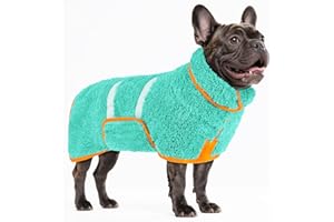 Bienbee Dog Bathrobe, Quick Drying Super Absorbent Dog Robes for After Bath, Warm Keeping Dogs Towel, Dogs Bath Supplies, Lake Green M