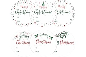 KINGLAKE Merry Christmas Stickers - 120 Pcs Xmas Name Tags & Envelope Seals - 2 Inch Round Stickers for Gift Wrapping