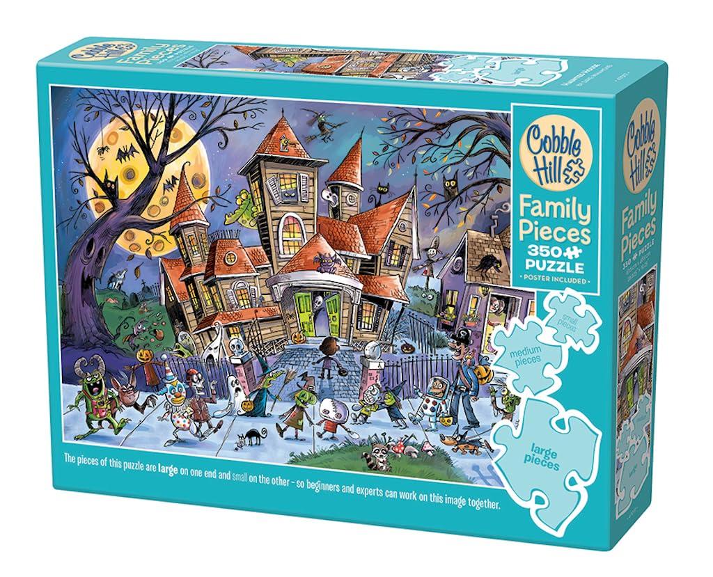 Cobble Hill 350 Piece Family Puzzle - Haunted House (Family) - Sample Poster Included - Halloween Fun