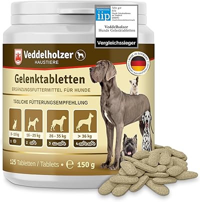 Veddelholzer VERGLEICHSSIEGER 2024 Hunde Gelenktabletten mit Grünlippmuschel Hund MSM & Teufelskralle Glucosamin & Kollagen 125 Kapseln Hunde Leckerlis