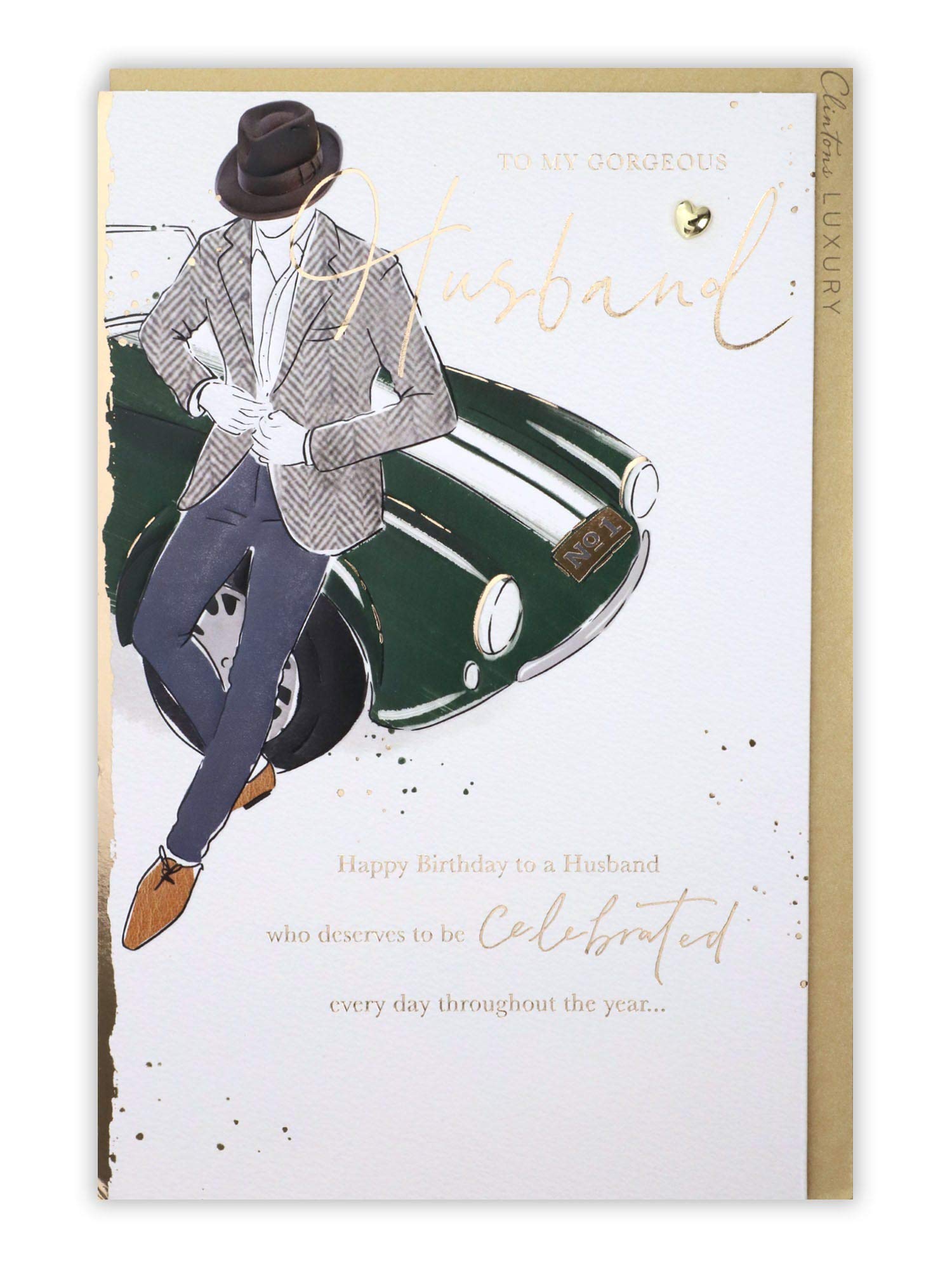 Clintons: Husband Man On Green Car Birthday Card, 149x229mm, multi, 1166183