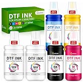 CenDale Upgraded Auto-Fill DTF Ink - 700ML DTF Transfer Ink for Epson ET-8550 ET-8500 Printers, Heat Transfer Printing Set 100ml x 4 CMYK, 150 x 2 White (Anti-UV/ICC-Free)