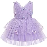 IMEKIS Toddler Girls Butterfly Birthday Dress Sparkle Flower Tulle Tutu Formal Wedding Party Dresses Photo Shoot