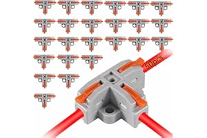 MELIFE 50PCS Lever Wire Connectors, T Shape Out Quick Wire Connectors, Electrical Lever Nuts Wire Connectors Push-in Conductor Terminal Block AWG 28-12