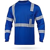 GLIMMR Safety Shirt Long Sleeve Class 3 High Visibility Reflective Men's Hi Vis T Shirt for Work Warehouse Construction