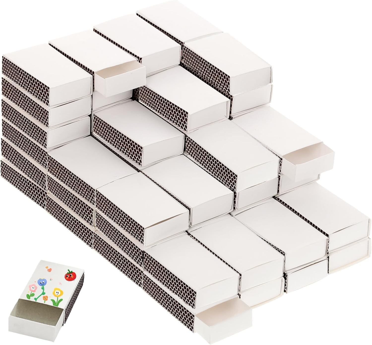 Photo 1 of 100 Pcs Blank Matches Containers 2.24 x 1.42 x 0.59 Inches NO Matches White DIY Match Holder with Double-Sided Striker Blank Match Boxes Bulk for Wedding Holiday Birthday Party Favors