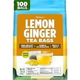 Lemon Ginger Tea Bags 100 Count - 100% Natural Caffeine Free Herbal Tea | With Refreshing Lemon, Spicy Ginger Root & Zesty Le