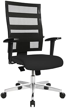 Topstar X-Pander, ergonomischer Bürostuhl, Schreibtischstuhl, inkl. höhenverstellbare Armlehnen, Netzbezug, Bezugsstoff, schw