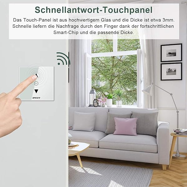 Steuerbare LED Rolladen Zeitschaltuhr ANCCY WLAN Rolladenschalter Funktion mit Alexa Echo und Google Home Jalousien Schalter mit Touch Panel App Fernbedienung und Zeitplan4 Packs