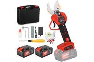 Electric Pruning Shears WBLLG Cordless Electric Pruning Battery Powered, Tree Branch Pruner with Brushless Motor, 2 Pcs 25V Lithium Battery, SK5 Blades, 1.6 Inch Cutting Diameter