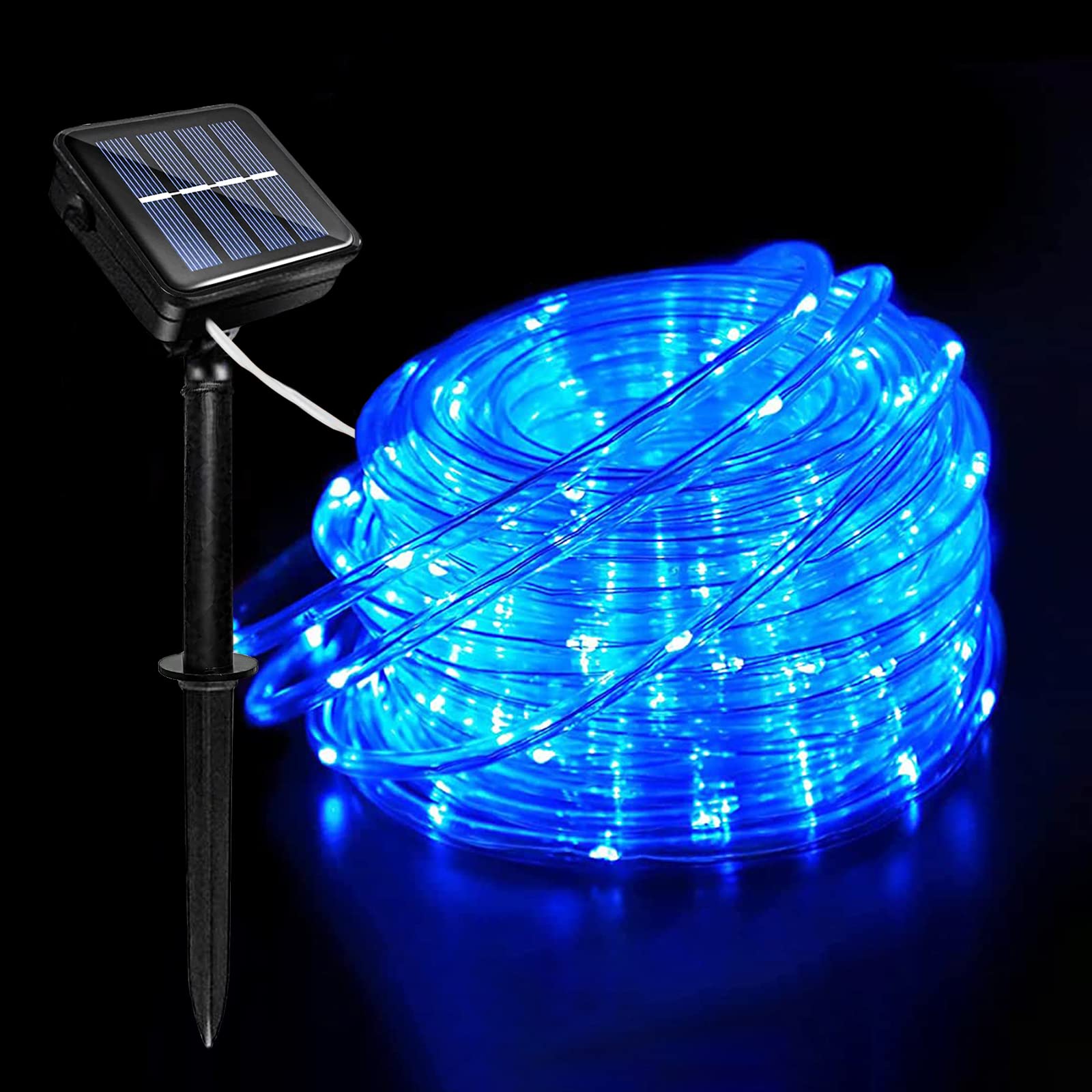 Acxilexy Solar String Lights Outdoor, 33FT 100 LED Tube Fairy String Lights, Waterproof String Light with 8 Modes, Remote Control, Ideal for Indoor Outdoor Party Christmas Decoration [Energy Class D]