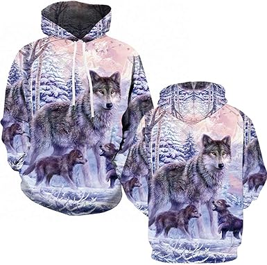 3d wolf print hoodie