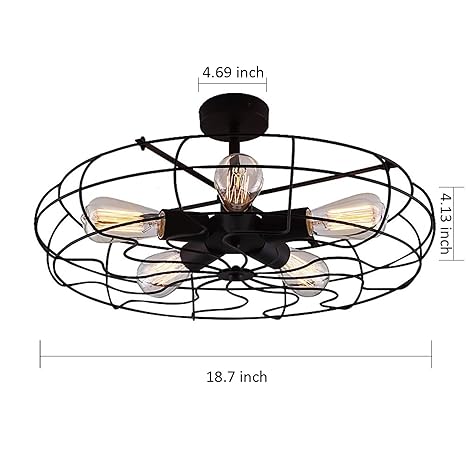 Lsl For Sale Retro Industrial Semi Flush Mount Ceiling Light 5