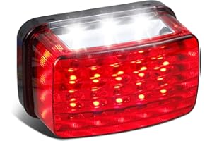 QUASCO Led Tail Light Red Lens ATV Taillight Brake Lights Compatible with Yamaha Grizzly Big Bear Bruin Kodiak Wolverine Rhino Viking, Replacement for 5km-84710-01-00