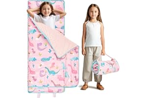 KingCheer Toddler Nap Mat with Pillow and Blanket, Extra Large Napping Mats, Slumber Bags for Boys and Girls Sleeping Bag for Preschool Daycare Camping Traveling