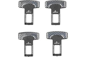 Respicefinem 4PCS Set Car Seat Safety Belt Stopper Buckles Alarm Canceler Carbon Fiber Aluminum Alloy Universal For All Vehic
