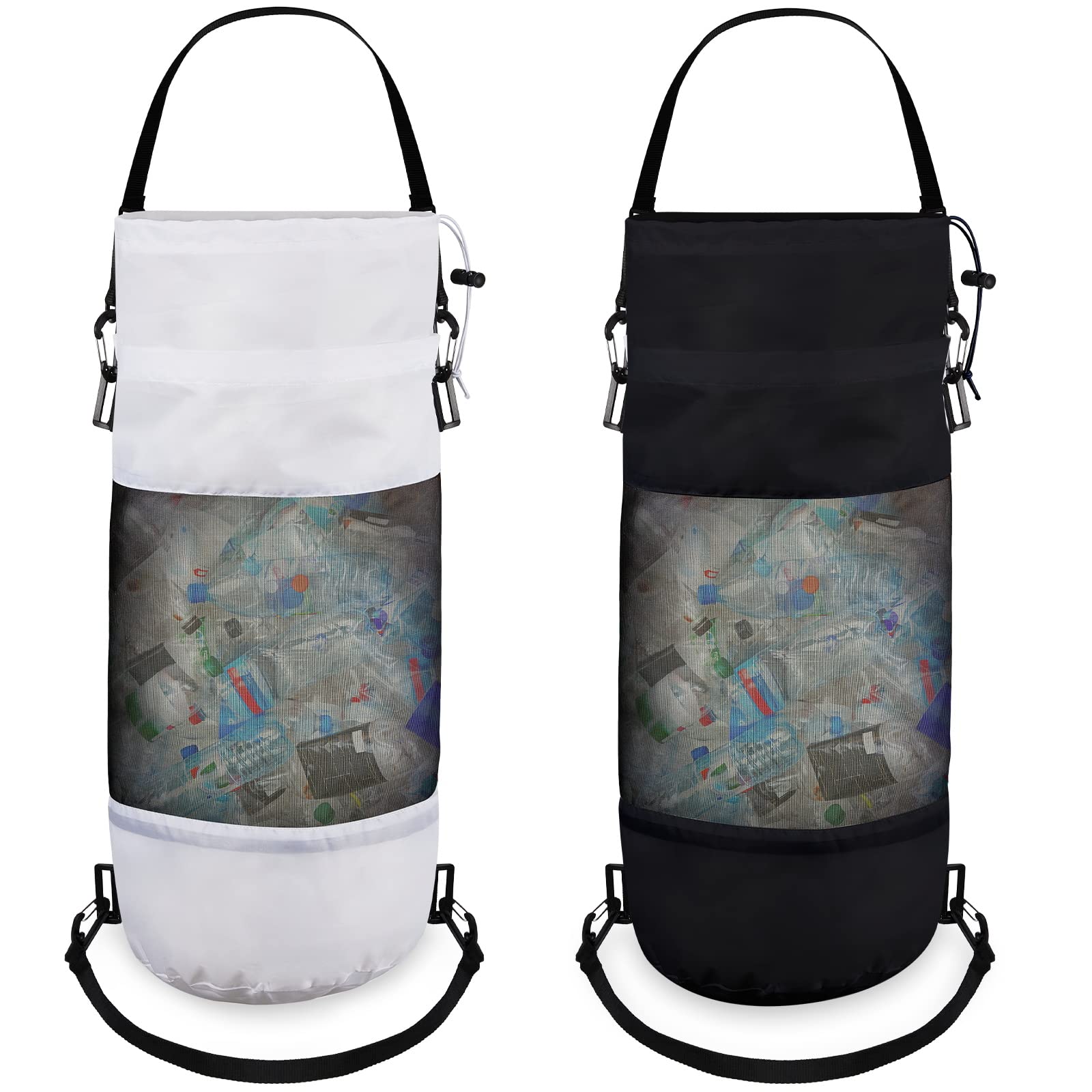Photo 1 of 2 Packs Portable Boat Accessories Mesh Trash Bags Trash Can Garbage Container for Boat Kayak Camper Fishing Cabin Storage Men Women Adults(Black, White)