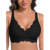 AILIVIN Women's Seamless Bras Wireless Scalloped Push Up Bras Soft No Underwire Comfort Full Coverage Bralettes