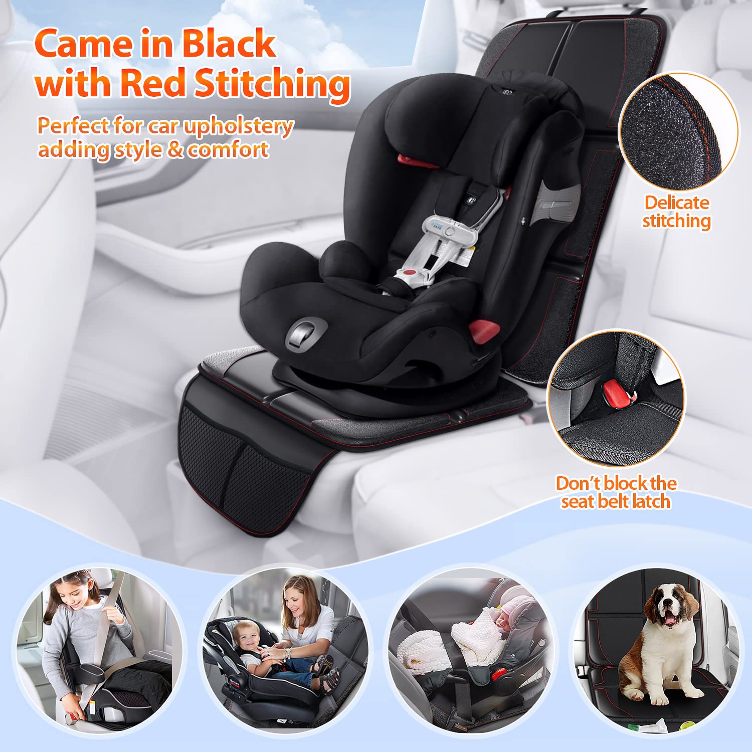 Gimars Car Seat Protector, 2 Pack, Waterproof 600D Fabric Carseat Protector Car Seat Cover for Child Car Seat with Nonslip Backing Mesh Pockets for Baby and Pet SUV Sedan Truck Leather Seats