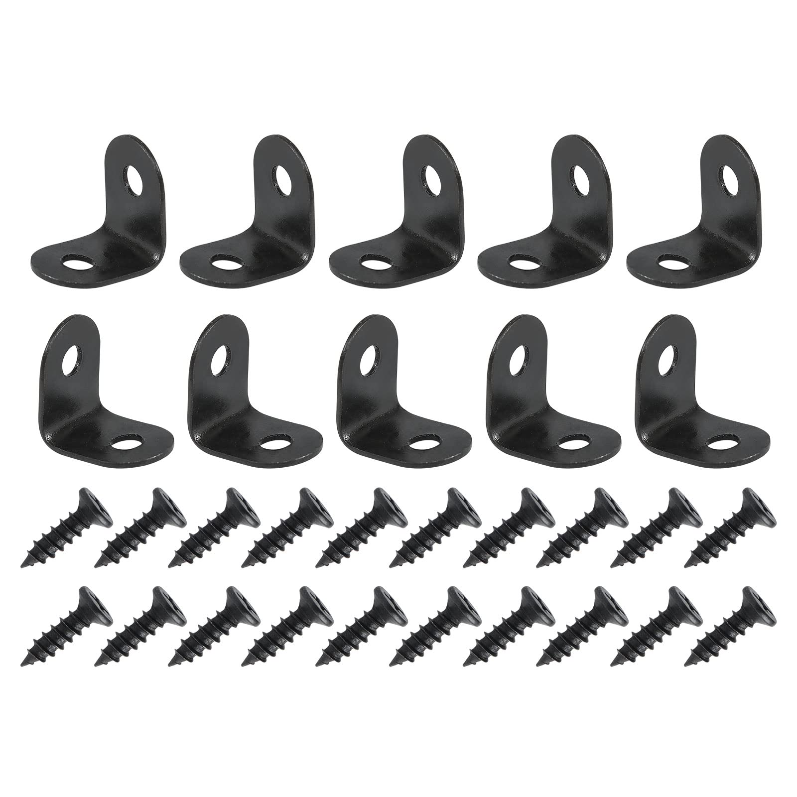 DTGN 0.47"x0.47"x0.35"(LxWxH) L Bracket Corner Braces -12Pack- Good for Mending Wooden Furniture - Metal Right Angle Brackets W/Screws - Black