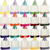 Silkfly 20 Pack 12 oz Large 18.5 x 15 Inch Canvas Sublimation Tote Bags Bulk with Handles Shopping Reusable Blank Cloth Bags Plain Cotton Tote Bag Large for Decoration Gift DIY Crafts, 20 Colors