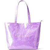 KALIDI PVC Zipper Tote Bag, Jelly Kraft Paper Beach Bag Large Hobo Carry All Travel Shopping Handbag Plastic Shoulder Bag