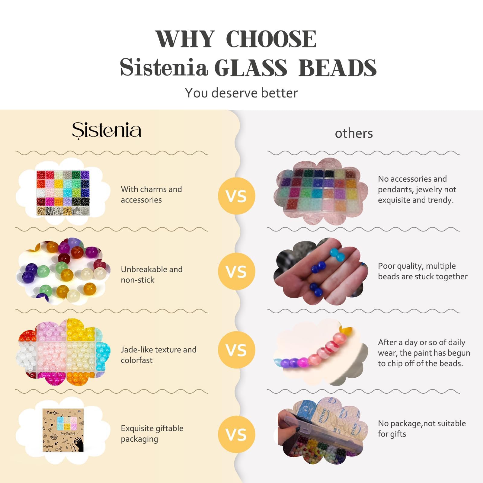 Sistenia 6mm Glass Beads Bracelet Making Kit 1400pcs, 24 Colors Crystal Beads for Jewelry Making Round Beads DIY Crafts with Spacer Beads Charms Accessories