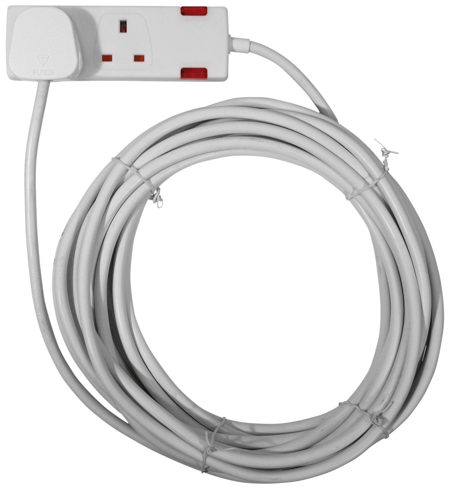 Eagle 2 Gang Extension Lead with Neon Indicator - White - 10 Metre