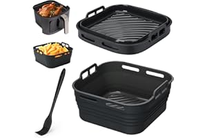 Ceecysaa 2-Pack Silicone Air Fryer Liners, Extra Large Deep Reusable Air Fryer Basket - Non-Stick Food-Grade Foldable Silicon