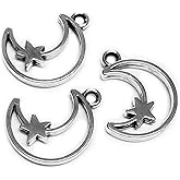 Heather's cf Silver Star Beads 79-150Pcs Celestial Charm Moon Pendant DIY for Earrings Necklace Bracelet Jewelry Making Pentagram Charms