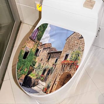 Toilet Decal Tuscany Italian Streets Countryside Funny Toilet Sticker Wall Decor For Home Office Living Room Wall Bathroom Toilet 16 X 19 Inch Amazon Com