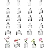 Small Mini Flower Vases - Set of 20 Clear Glass Bud Vases - Vintage Rustic Centerpieces for Weddings, Events & Home Décor - Premium Quality, Timeless Designs
