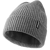Zylioo Plus Size Fleece Lined Beanie Hat,2XL/XL/L/M/S Thermal Knitted Hat,Winter Warm Lined Snow Hats for Women Men